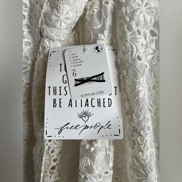 LOVESHACKFANCY Devyn white Gown V-neck Maxi /size 6 - Picture 8 of 17